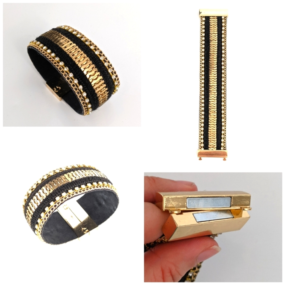 Magnetic Warp Bracelet Black & Gold NOWT